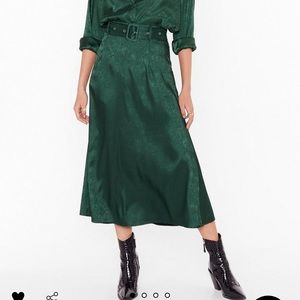 nastygal green midi skirt
